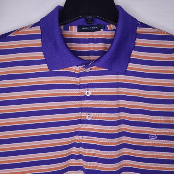 Southern Marsh Other - Southern Marsh Polo Shirt Mens Medium Striped Purple, Orange
